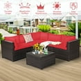 thumbnail image 4 of Costway 6PCS Patio Rattan Furniture Set Sectional Cushioned Sofa Deck Red, 4 of 9