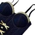 thumbnail image 4 of Nfurl Womens Denim Corsets Elegant Tie Back Adjustable Strap Bustier Tops Trendy Going Out Jean Corset Tops for Women Night Out Party Club Wear Blue,36B/80, 4 of 8