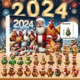 thumbnail image 7 of 2D Christmas Home Set with Four Festive Chickens Wearing Santa Hats 2024 Holiday Ornaments for Your Tree and Seasonal Celebration, 7 of 7