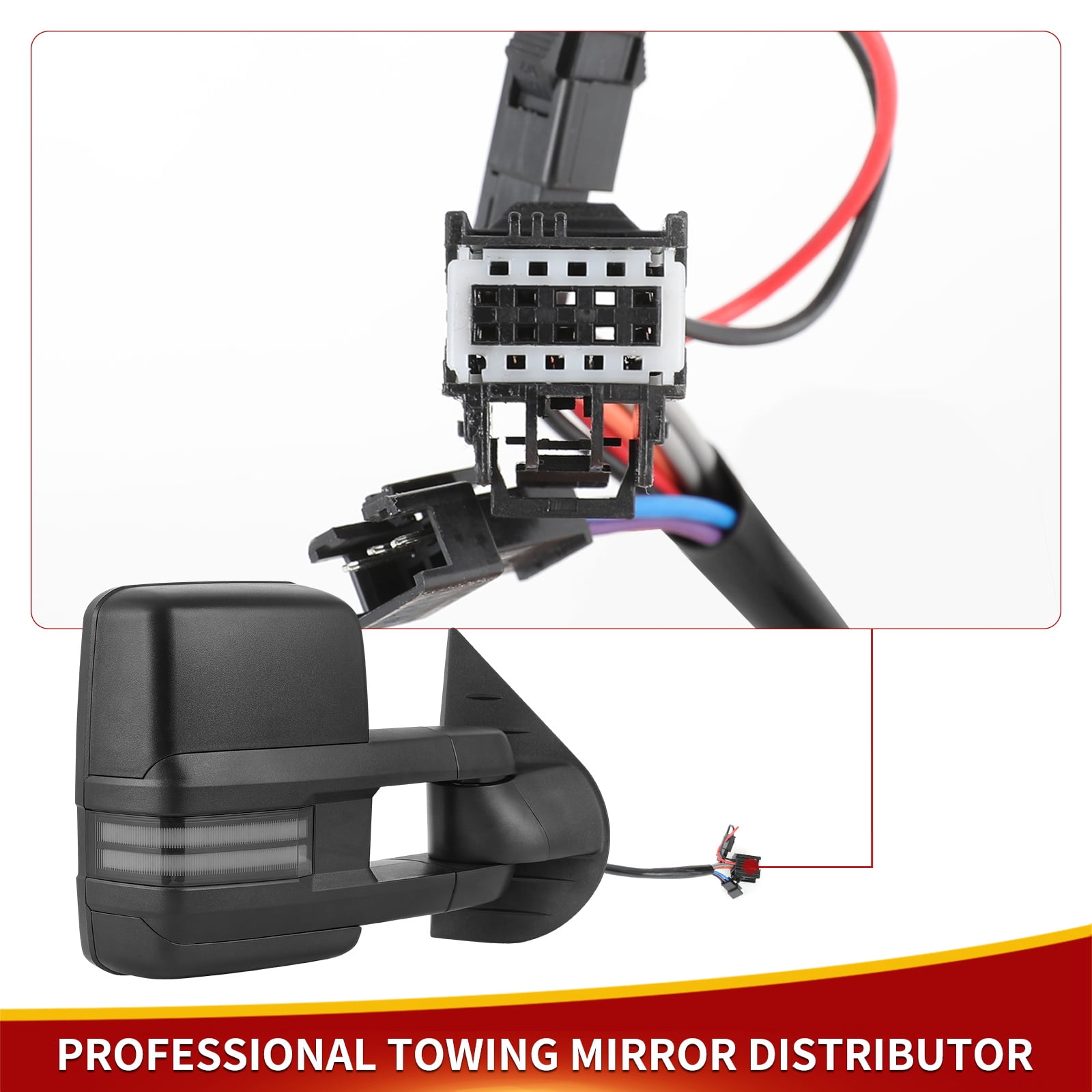 LEDKINGDOMUS Power Heated Towing Mirrors for 2007-2014 Silverado/Sierra 1500/2500HD/3500HD, Suburban, Avalanche, Switchback Turn Signal, Manual Telescoping & Folding, Plug & Play (Black)