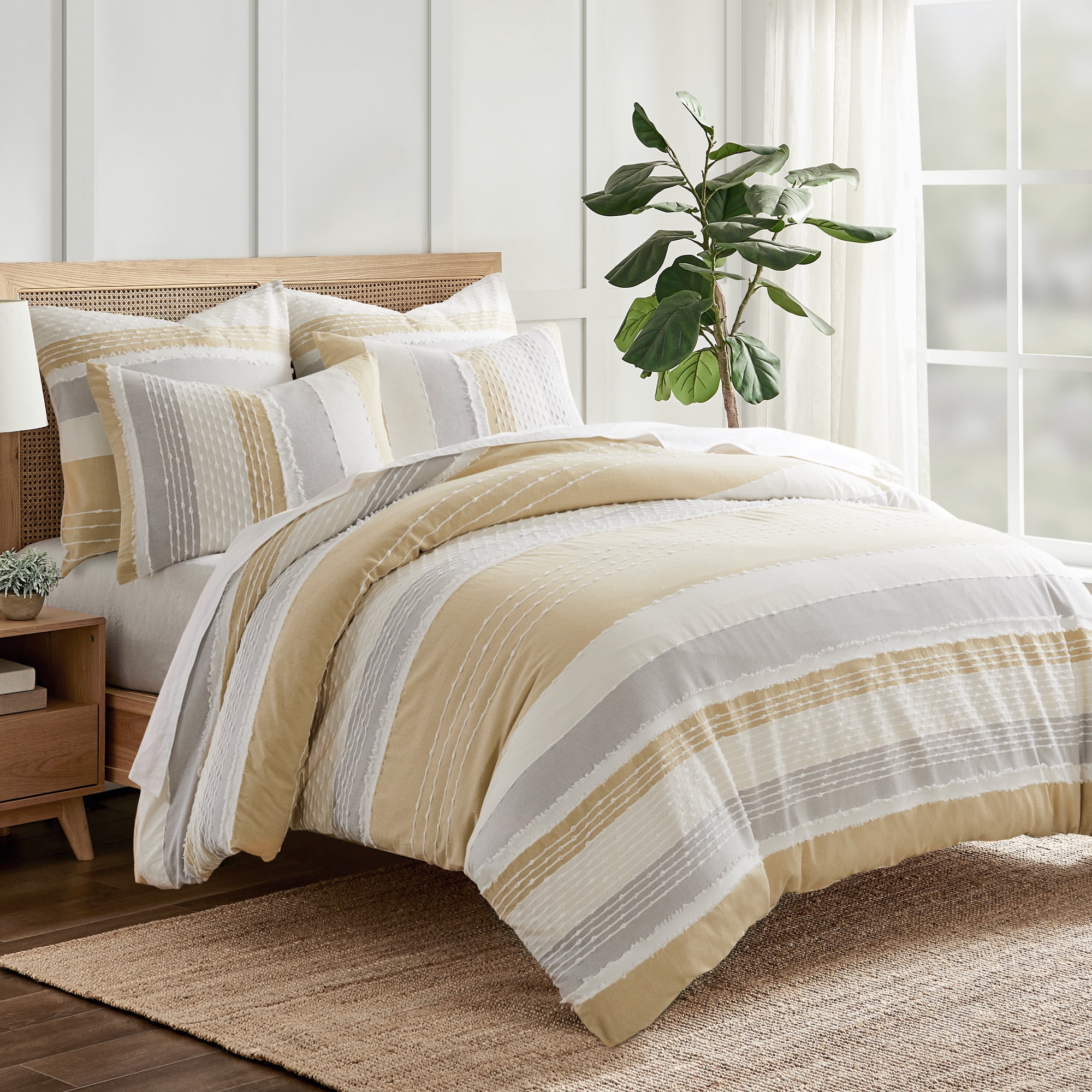 Levtex Home - Santander Duvet Cover Set - Twin Duvet Cover + Two Standard Pillow Cases - Grey, Chambray, Blue, White - Jacquard - Duvet Cover (68 x 88in.) and Pillow Case (26 x 20in.) - Cotton