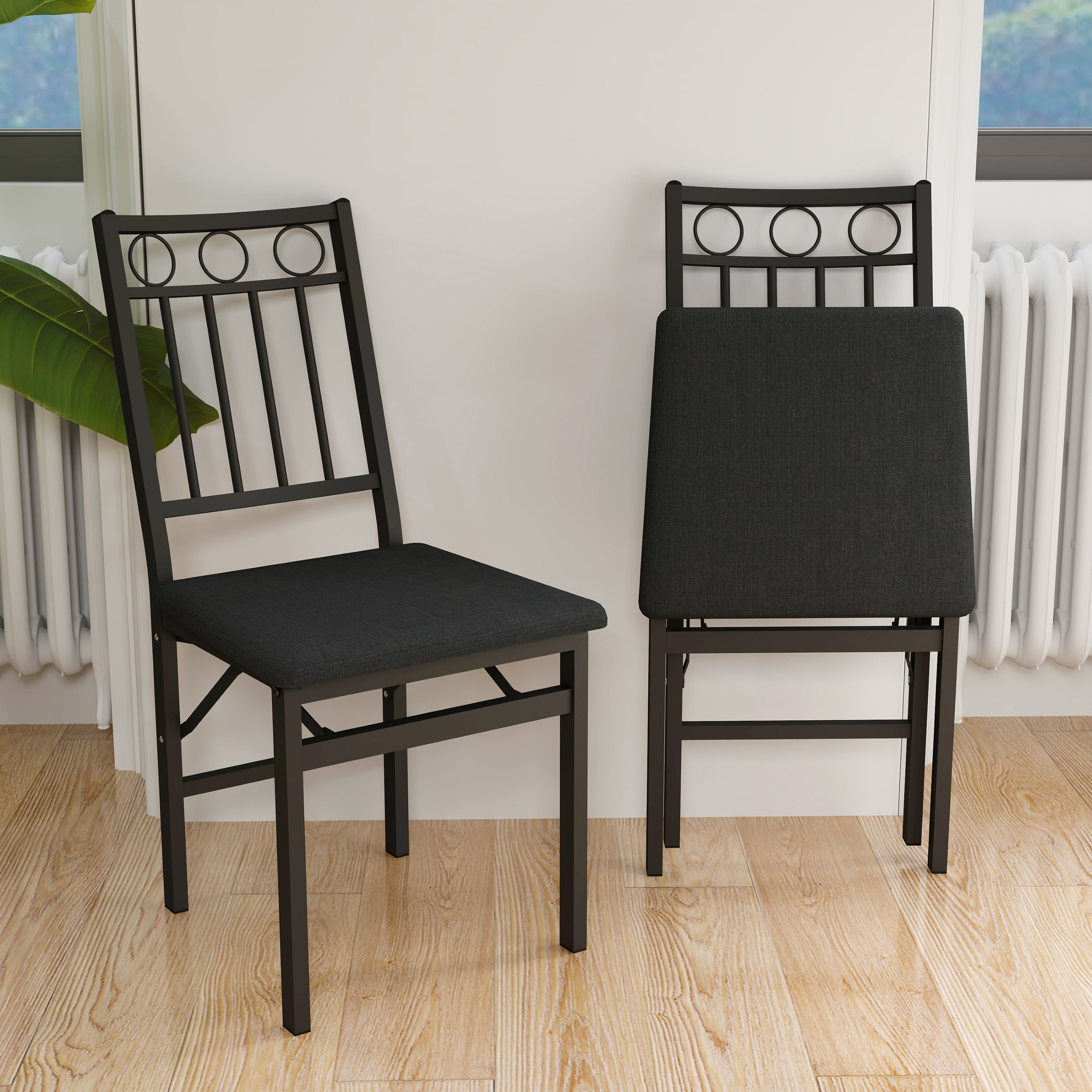 JRHRXXY Folding Dining Chair Set of 2,Foldable Kitchen Chairs with Padded Seat & Metal Frame,No Assembly