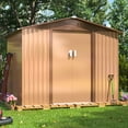 thumbnail image 6 of HOGYME 8' x 8' Outdoor Storage Shed, Garden Metal Tool Shed w/ Lockable Doors Vents, for Backyard Patio Lawn, Brown, 6 of 21