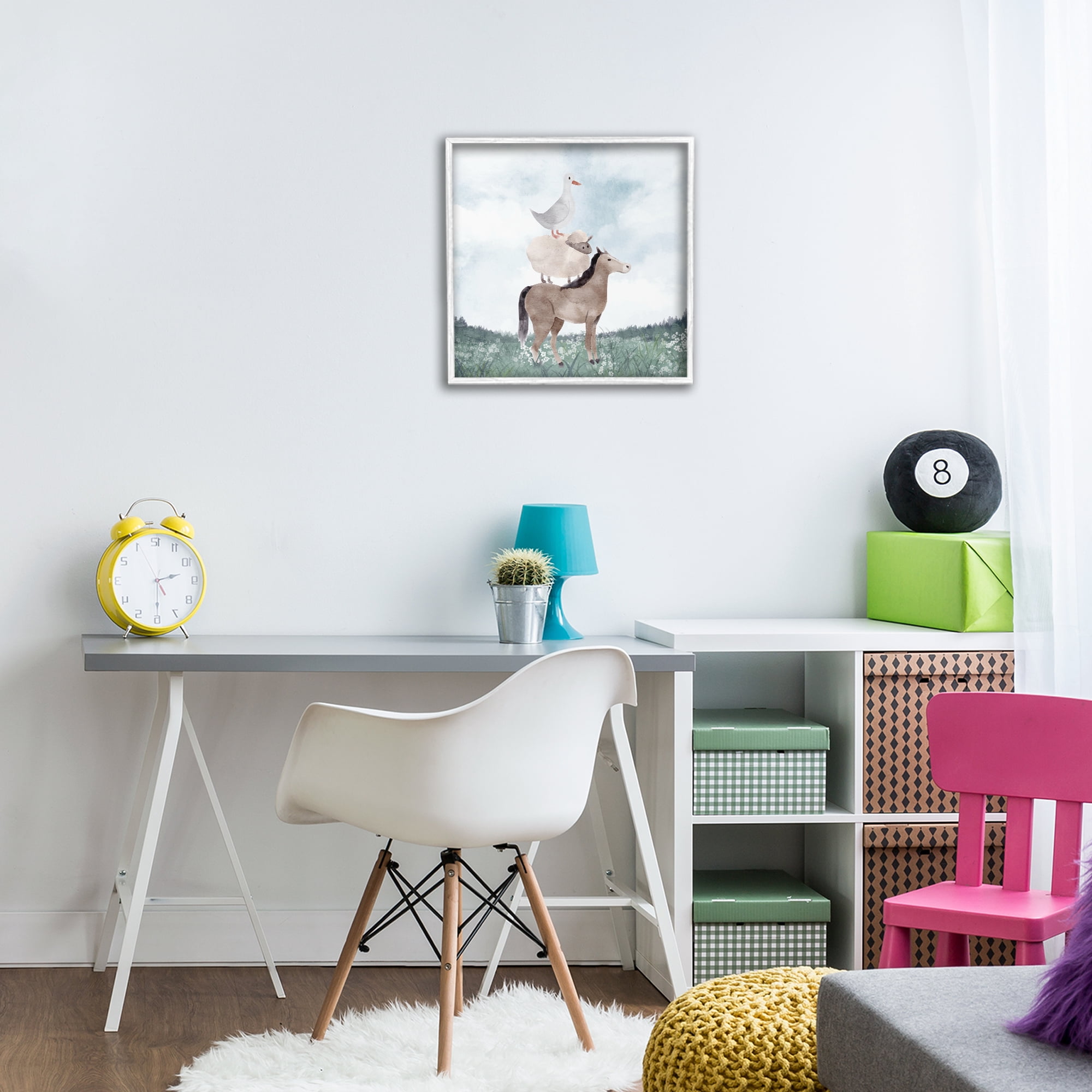 Stupell Industries Muted Blue Sky Farm White Framed Giclee Art, design by Kim Allen