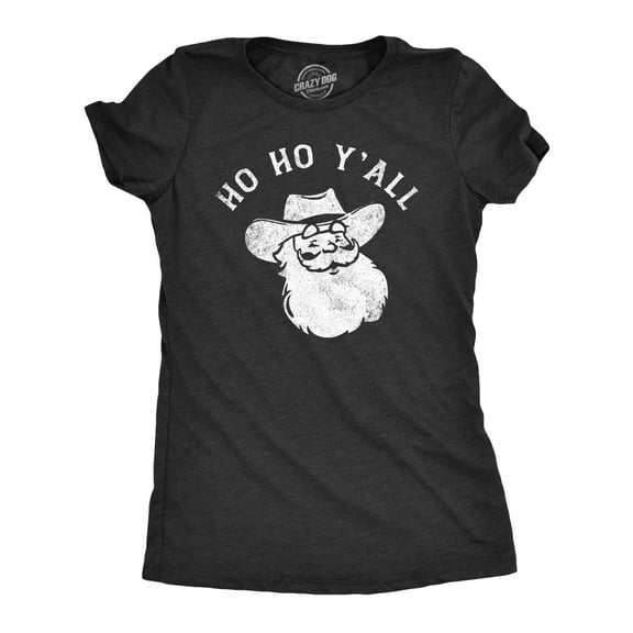 Womens Ho Ho Yall T Shirt Funny Xmas Southern Cowboy Santa Claus Tee for Ladies Womens Graphic Tees