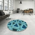 thumbnail image 4 of Ahgly Company Machine Washable Indoor Round Transitional Teal Green Area Rugs, 8' Round, 4 of 7