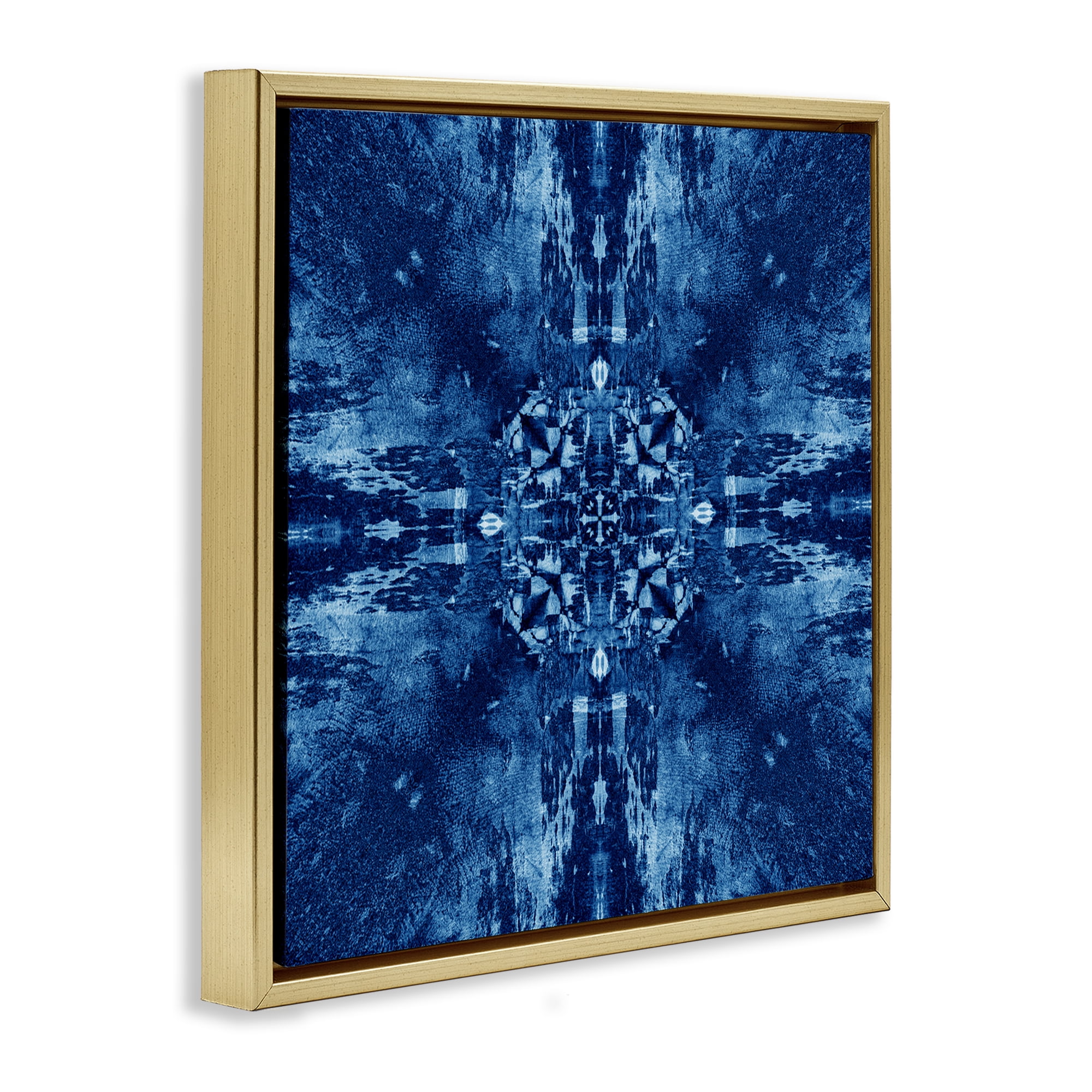 Stupell Industries Mosaic Tie Dye Motif Abstract Painting Gold Floater Framed Canvas Art Print Wall Art, 25 x 25