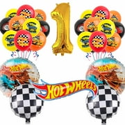 Hot Wheel Cars Race Balloons Party Supplies 4th Big Number Decorations Decor Kit Birthday