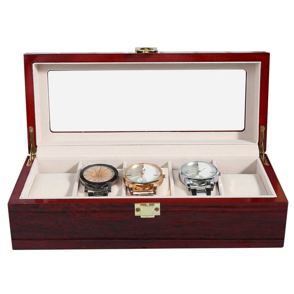 Wooden 5 Grid Anti-Slip Watch Box, Watch Box Organizer, For Men Watch Display Case