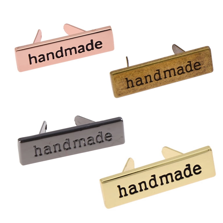 5 Pack Handmade Zinc Alloy Metal Labels With Gaskets - Bronze Rectangle Tags For Clothing & Bags 2 thumbnail image