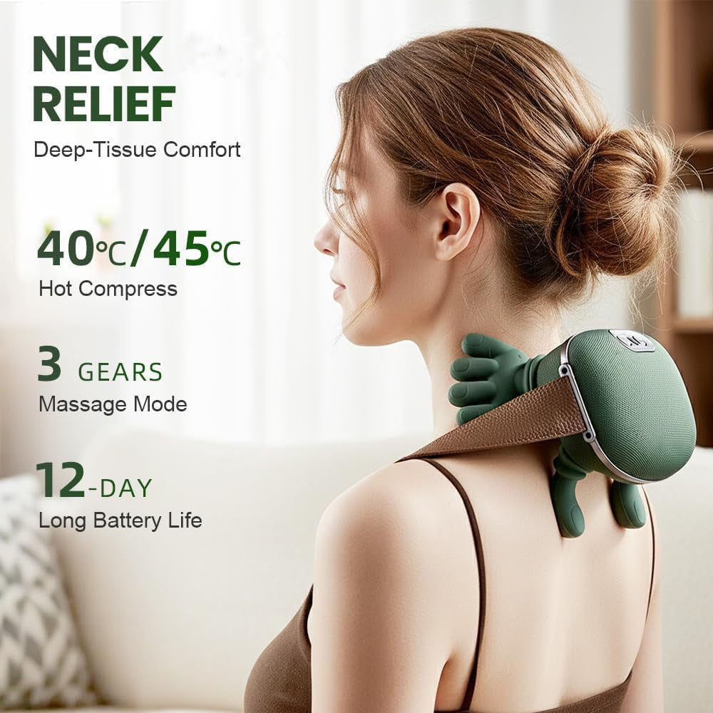Neck Massager,2026 New Shoulder Massager with Heat Shiatsu 4D Kneading,Neck and Back Massager for Relief