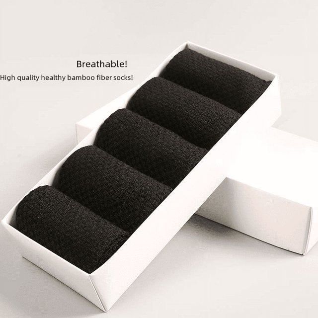 Calcetines de primavera para hombre, de fibra de bambú negra, hasta media pantorrilla, desodorantes, cortos, absorbentes del sudor, informales, de negocios