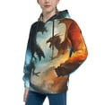 thumbnail image 2 of Disketp Red And Blue Flame Wave Dragon Youth Hoodie Sweatshirt for Boys Girls Kids Pullover Hooded Classic Casual Essentials Hoodie-Medium, 2 of 6