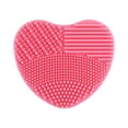 thumbnail image 1 of Limpiador de brochas de maquillaje, guante de silicona con forma de corazón para los dedos, esponja de maquillaje, tabla de lavado y estropajo (rosa), 1 of 3