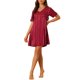 thumbnail image 2 of INSPIRAR CHIC Camisones de Satén para Mujeres con Cuello en V, Manga Corta, Camisón a Rayas, Ropa de Dormir de Seda, Vestido de Pijama XS Rojo Vino, 2 of 6