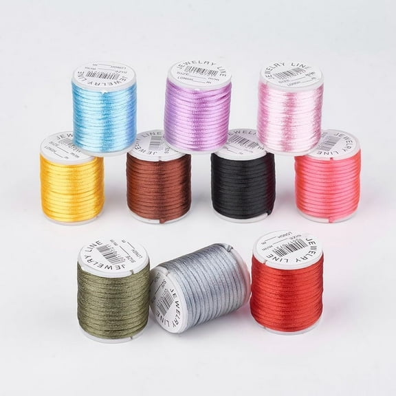 1 Bag 4.37 Yards(4m) 2mm Nylon Thread Rattail Satin Cord Mixed Color Bead Thread DIY Bracelets Necklace Beading Jewelry Making Crafts colorful