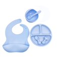 thumbnail image 2 of Juego de alimentación para bebés 6, sin Bpa, juego de cubiertos y platos de silicona de grado alimenticio, aprenda a comer solo, el juego incluye tazón con ventosa, cuchara, babero y, 2 of 3