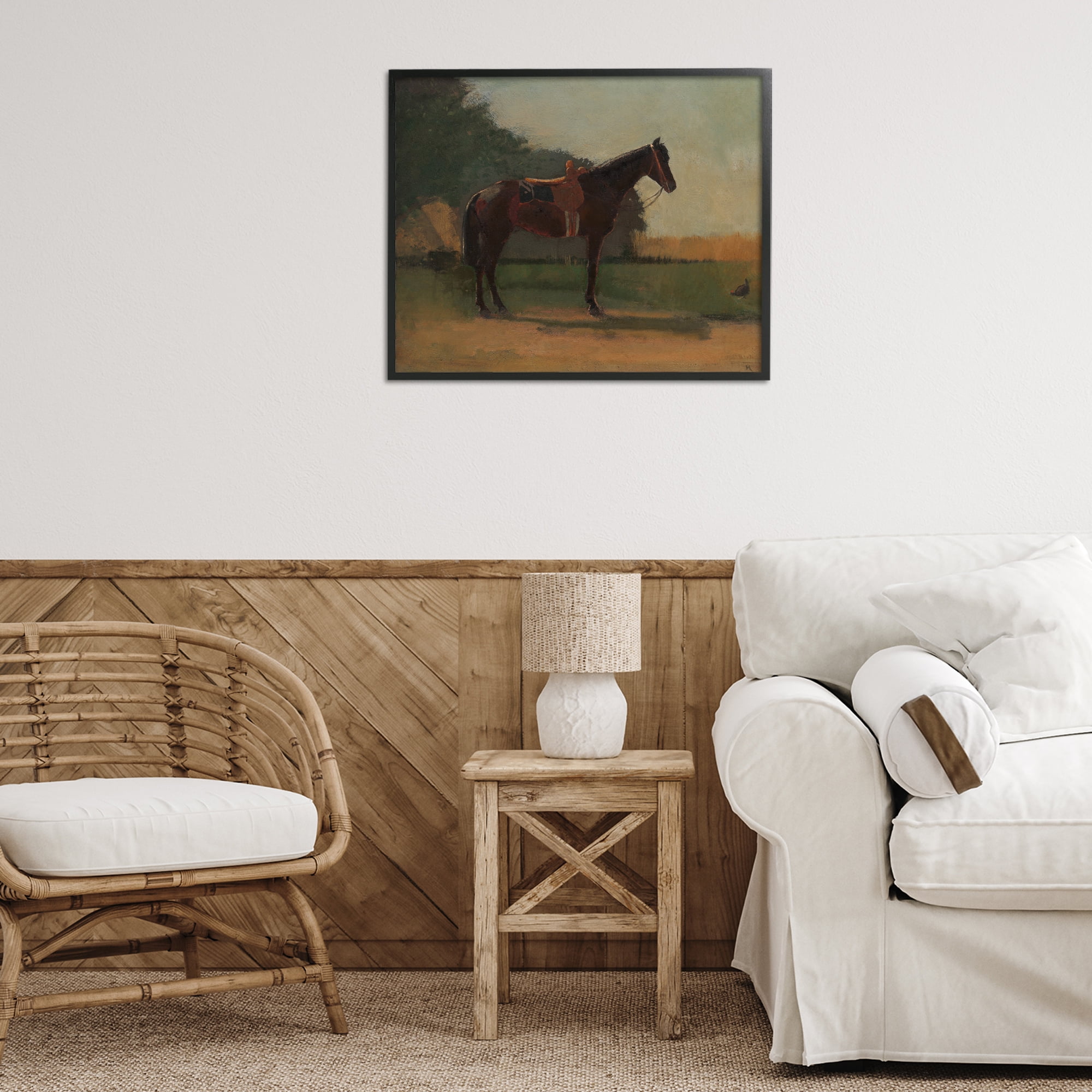 Stupell Industries Racing Horse with Saddle Animals & Insects Painting Black Framed Art Print Wall Art, 30 x 24