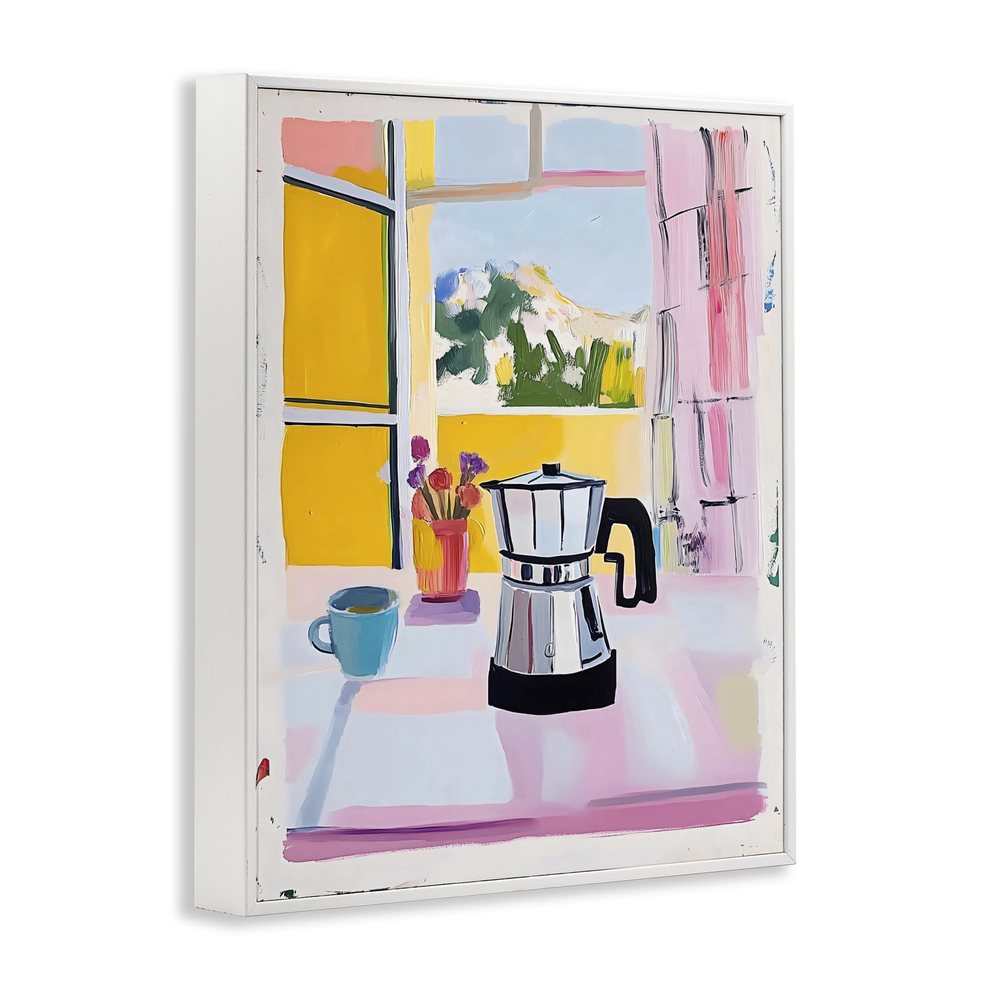 Stupell Industries Italian Moka Pot Kitchen White Framed Giclee Art, design by The Prints Vibe