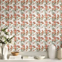 Olive Green Leafy Branch Peel and Stick Wallpaper, Shabby Chic Wall ...