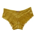 thumbnail image 3 of Gibobby conjunto de bragas Bragas para mujer, encaje de ganchillo, bragas con cordones, ropa interior calada Sexy(Amarillo, XXXL), 3 of 5