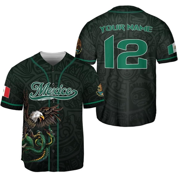 Mostprints Custom Mexico Baseball Jerseys Mexican Eagle & Flag Shirt for Teams, Mexico Shirts for Men & Women Size S-5XL (S)