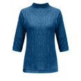 thumbnail image 4 of ManxiVoo Women's Short Sleeve Pullover Semi Turtleneck Knit Top Stretch Slim Fit Lightweight Sweater for Spring Summer Fall Layering Essential XXL Size Dark Blue, 4 of 4