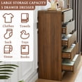 thumbnail image 3 of LEFHDA Fluted 5 Drawers Dresser for Bedroom, Mid Century Modern Storage Dressers, 45.3" Tall Wood Fluted Dressers Organizer for Bedroom, Living Room, Walnut Set of 2, 3 of 7