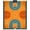 Orange Teal, Pattern 2, variant on ODIKA Round Basketball Hoop Striped Borders Blanket Football Bold Center Stain Resistant Low Profile for Dorm Room, Small Living Apartment