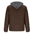 thumbnail image 5 of USNSM Mens Lightweight Puffer Jacket Warm Winter Casual Quilted Coat Hooded Jacket Water Resistant Insulated Puffy Coat Brown L, 5 of 6