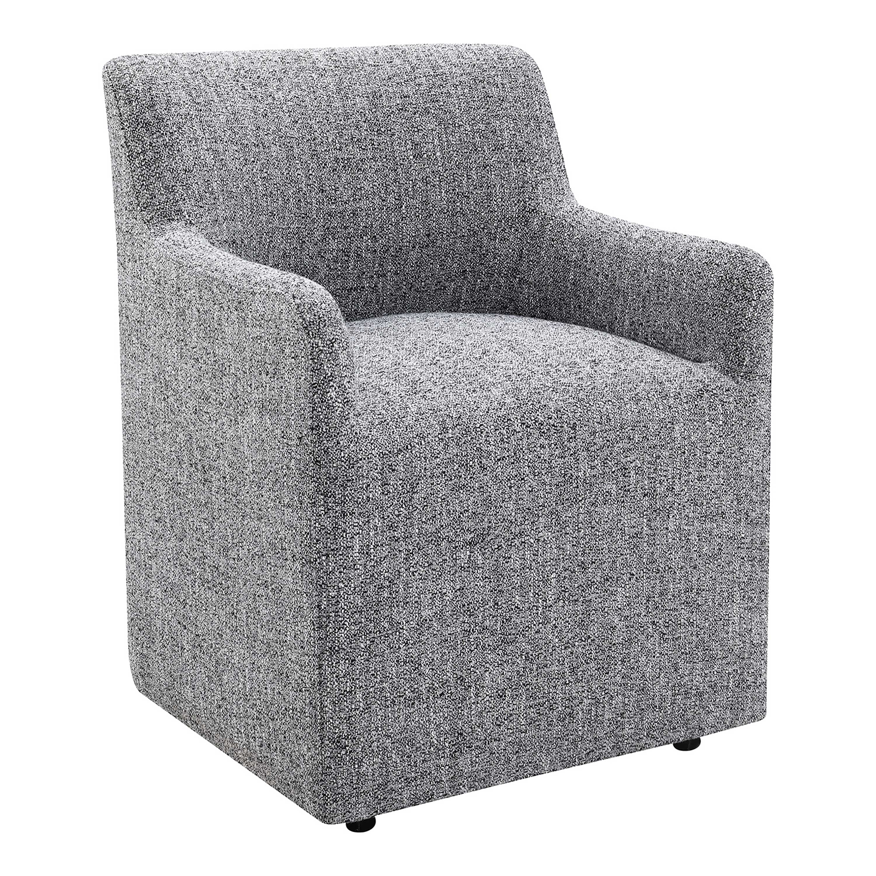 Furniture of America Jaine Modern Fabric Barrel Back Dining Arm Chair with Casters, Pewter Gray