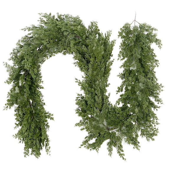 VANIDO Handmade 6.6Ft Christmas Garland with Artificial Cedar Needles-Lush Green Seasonal Holiday Christmas Mantel Decor,Garland Christmas