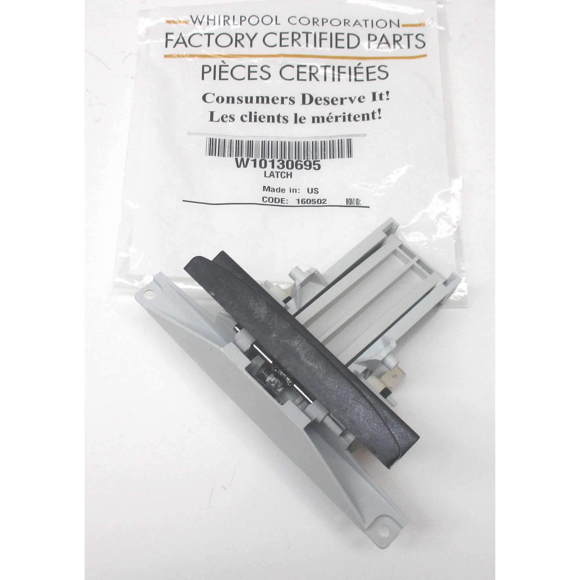 Whirlpool Maytag WPW10130695 Dishwasher Door Latch Handle Black AP6015450 PS11748729