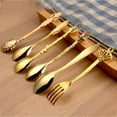 thumbnail image 2 of 6pcs/Set Spoon Coffee Spoon Set Vintage Table Spoon Antique Tea Spoons Coffee Royal Style Metal Carved Fork Tablespoons  Gold, 2 of 4