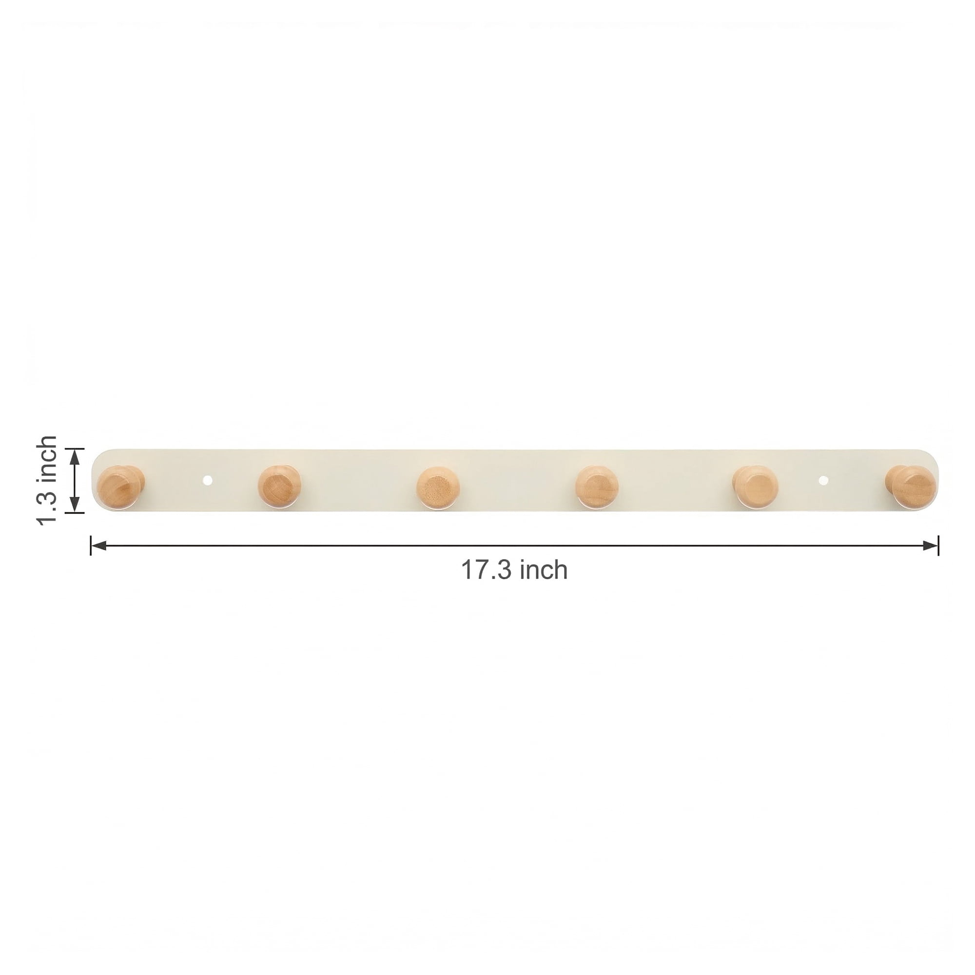 Unique Bargains Coat Rack Wall Mount Aluminum Alloy Wood Hook Hat Rack White 17.3"x1.3"