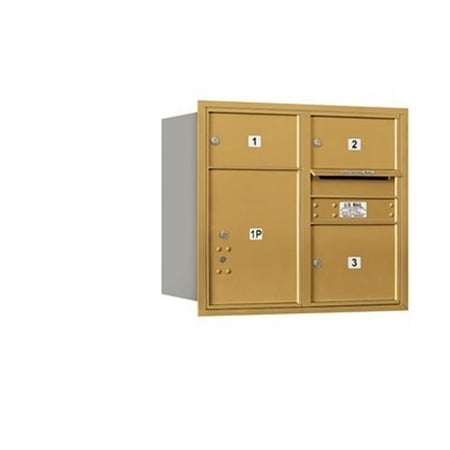 - Salsbury 3707D-03GRP 4C Horizontal Mailbox Includes Master Commercial Lock - 7 Door High Unit - 27 Inches - Double Column - 2 Mb2 Doors - 1 Mb3 Door - 1 Pl5 - Gold - Rear Loading - Private Access