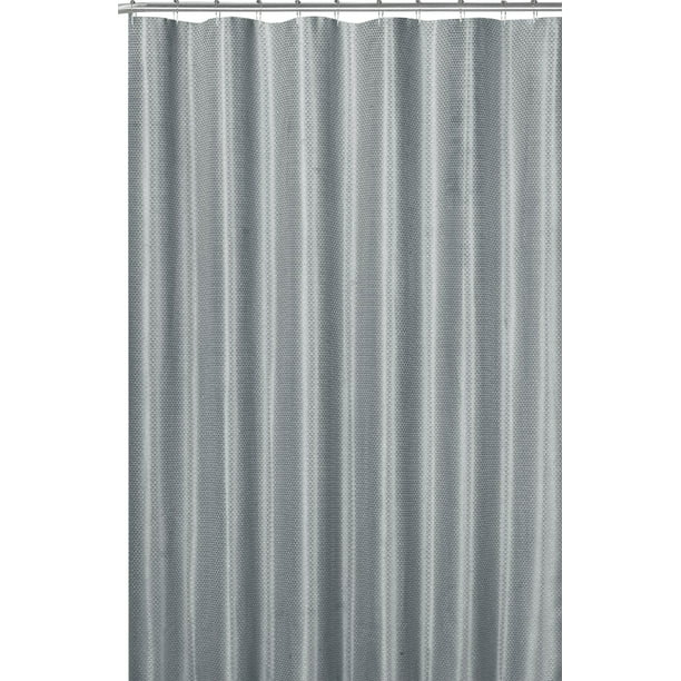 gray fabric shower curtain modern geometric with silver metallic accent