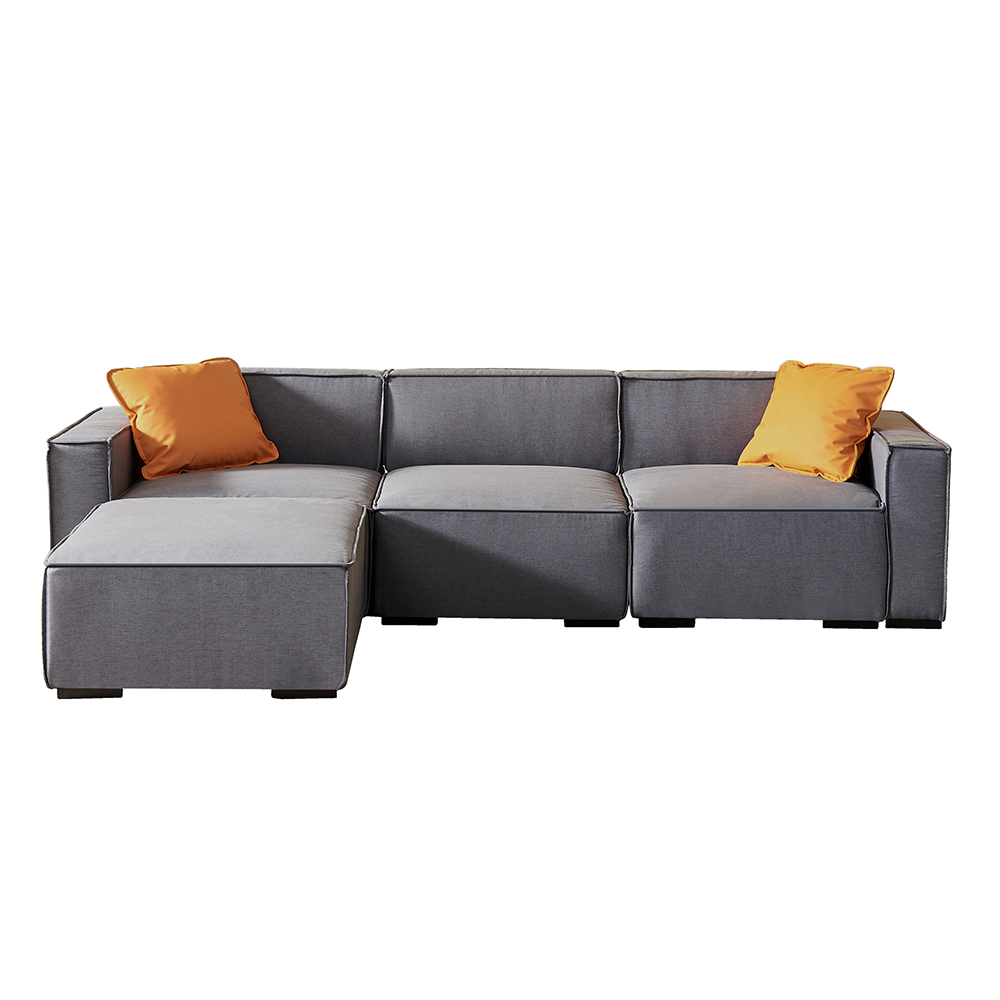 Modular Sectional Sofa Convertible L Shaped Sofa Couch with Ottomans for Small Space Living Room