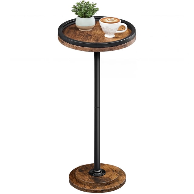 HOOBRO Petite Table d'Appoint, Table à Boisson, Table Ronde pour Café pour Petits Espaces, Table Martini, Table Piédestal pour Salon, Chambre