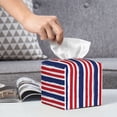thumbnail image 6 of Sikiie USA Colors Stripes Leather Tissue Box Cover Square, tissue box holder, Tissue Box with Bottom Belt-5.2”x5.2”x5.2”, 6 of 7