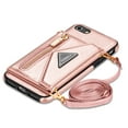 thumbnail image 4 of Dteck Card Holder Wallet Zipper Back Case for iPhone SE 2022 4.7-inch,iPhone 8/7 Shockproof Rubber Hybrid Leather Kickstand iPhone SE 2nd Gen 2020 Cover with Cross Body Shoulder Strap,Pink, 4 of 8
