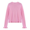thumbnail image 5 of Ladies Cardigan Sweaters Long Sleeve Knit Crew Neck Button Up Sweaters for Women Open Front Pink Layering Top Winter Essentials, 5 of 5