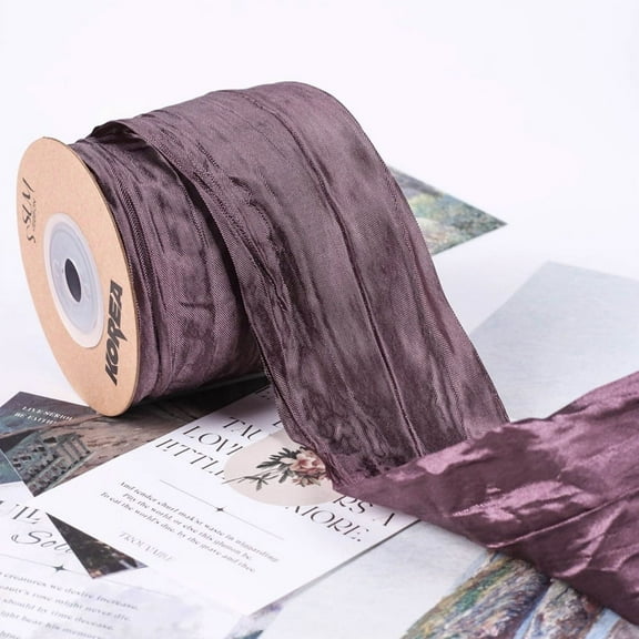 XmhyTop 10 Yards Fabric Crinkled Ribbon,Silk-Like Wrinkled Ribbons,for Gift Wrapping Basket Wreaths Bows Making Home Event Decor Christmas Tree Top Bows,A04