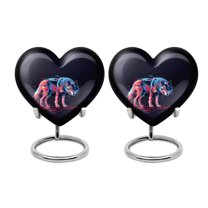 SUBSH Wolf Urn for Ashes - Keepsake Heart Urn - Cremation Urns for Ashes - Cremation Urns Adult - Cremation Memorial - Urn for Dad (Size - 3 inch Pack of 2)