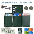 thumbnail image 4 of Crossbody Wallet Case for Samsung S22, RFID Blocking PU Leather Zipper Handbag Purse Flip Cover, Kickstand Case with Card Slots Holder Wrist Strap Lanyard for Samsung Galaxy S22, Darkgreen, 4 of 12