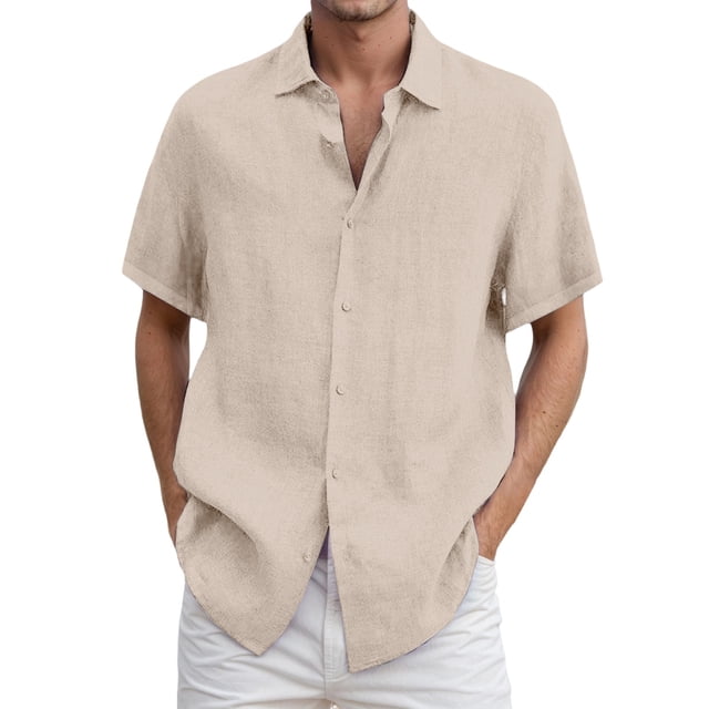 DGMIOCS Chemise Décontractée pour Homme Coupe Ajustée Non Rétrécie Tenue de Bureau Beige TTG