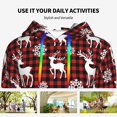 thumbnail image 4 of Uemuo Plaid Reindeer Snowflakes Pattern Women's Hoodie with Eye-catching Drawstrings- Casual Pullover Hoodie with Kangaroo Pocket, Stylish Hooded Sweatshirt-Large, 4 of 7