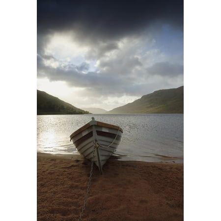 Fishing Boat Moored On Lough Nafooey The Border Of County Galway And County Mayo Ireland Canvas Art - Peter McCabe  Design Pics (12 x