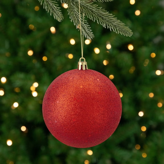 Northlight 4" Shatterproof Holographic Glitter Christmas Ball Ornament - Red