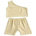 thumbnail image 1 of 2PCS Infant Kids Baby Girls Solid Color Cotton One Shoulder Tops Shorts Set Apricot 6-12 Months, 1 of 10